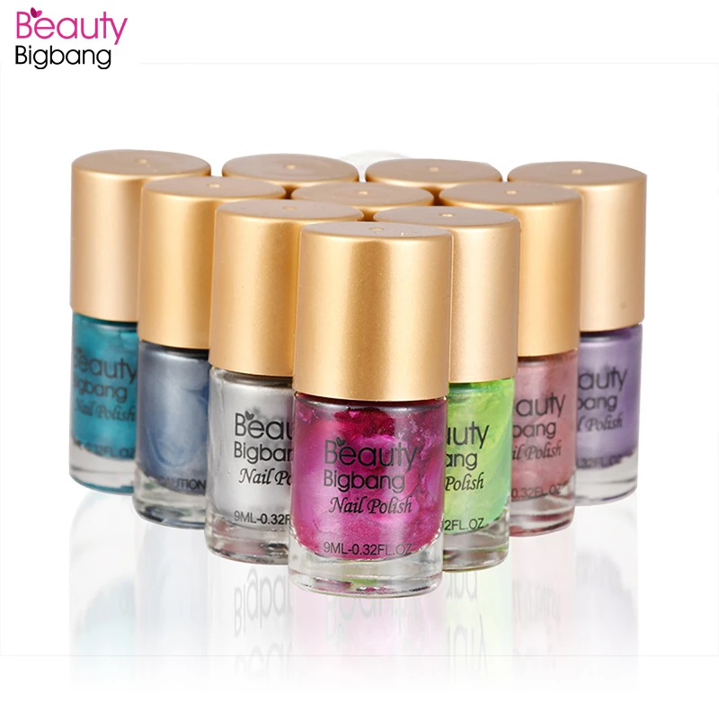 

Beautybigbang Nail Polish 9ml Mirror Effect Metallic Lacquer Nail Art Accessories Tool Gray Red Nail Color Polish Set