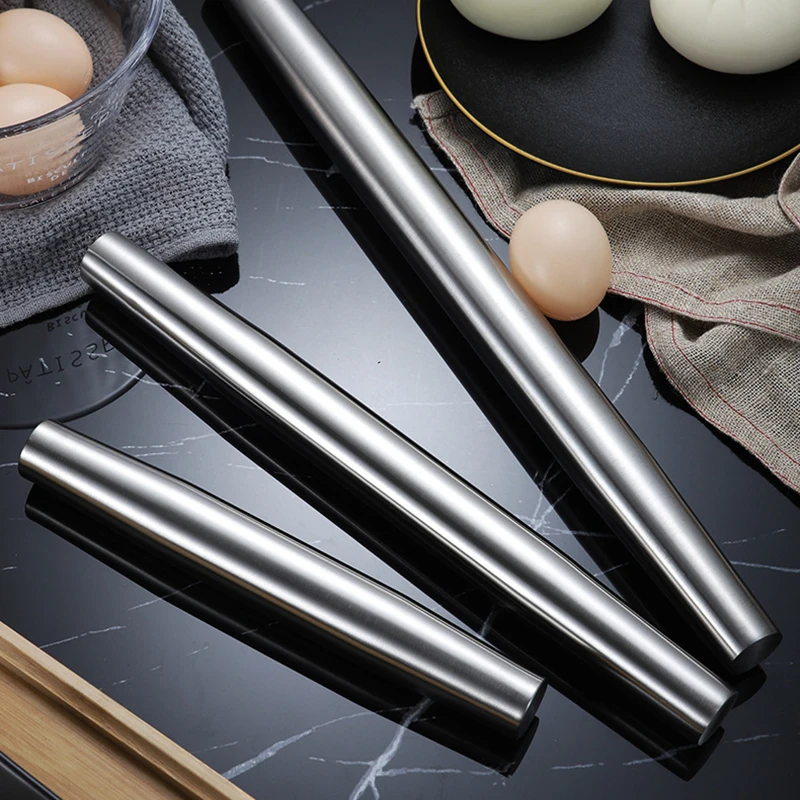 

304 Stainless Steel Rolling Pin Cooking Baking Utensils Making Bread Noodles Dumplings Pastry Pasta Tools Kitchen Accessories