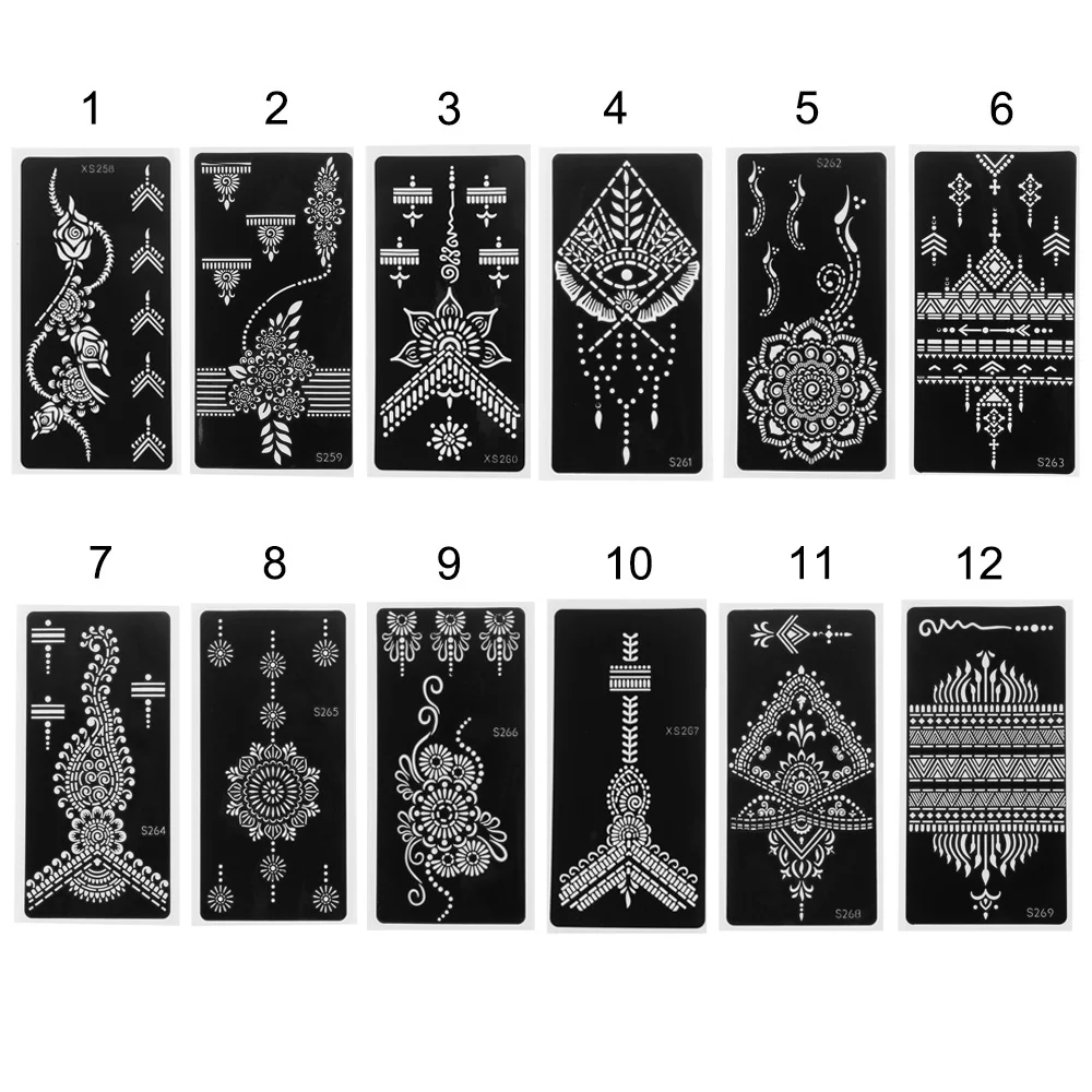 

New Fashion Henna Tattoo Stencil Temporary Hand Tattoo Templates Diy Body Art Paint Sticker Template Indian Wedding Painting Kit