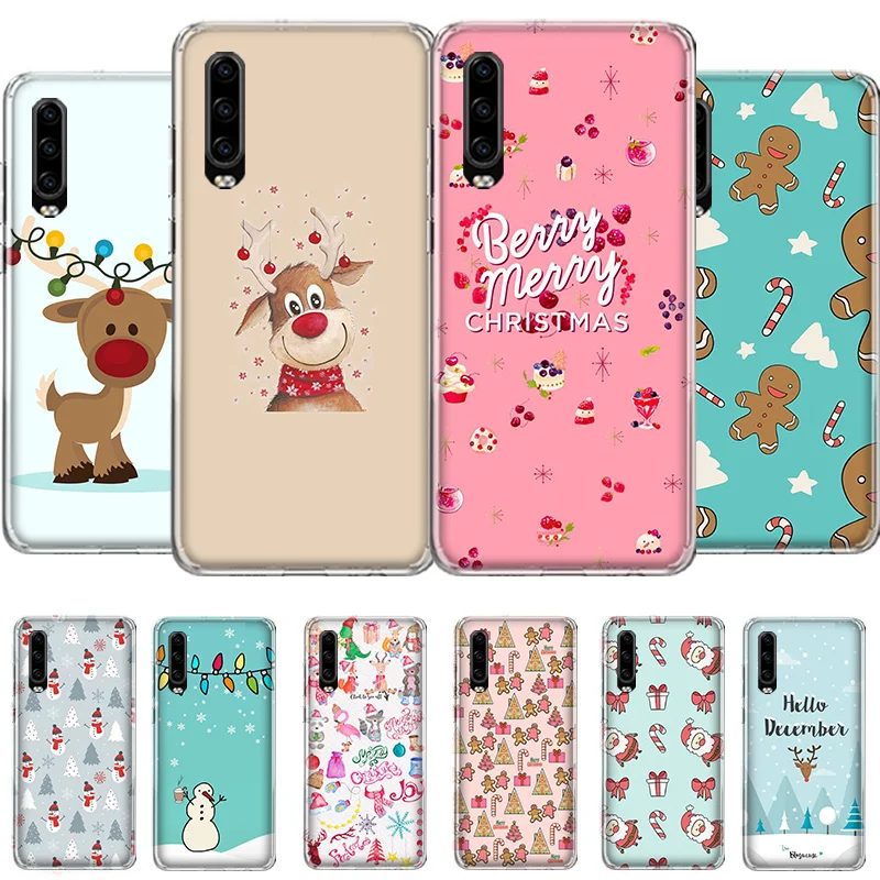 Cute Christmas New Year Cartoon Phone Case For Huawei Honor Y 5 6 7 8 9 10 20 LITE A X S Pro NO/Finger Cover Coque soft Silicone | Мобильные
