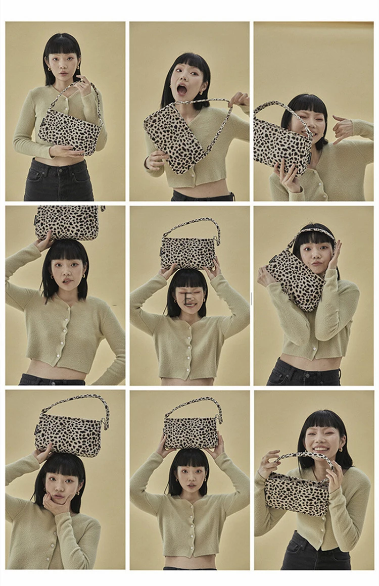 Leopard Pattern Retro Bag Lady In Autumn and Winter of Baguette Bag for Women