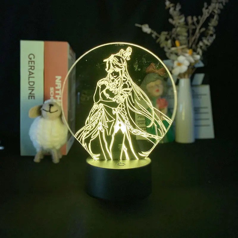 

Genshin Impact Hot Game Character Ningguang 3D Night Lamp Room Desktop Setup LED Atmosphere Lighting Art Deco Hot Indoor Lamp