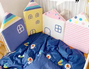 Колыбели подушки Защитные подушки, постельные принадлежности Детская защитная подушка подушки мультфильм в форме домика моющиеся BXX028 - Цвет: BXX011B