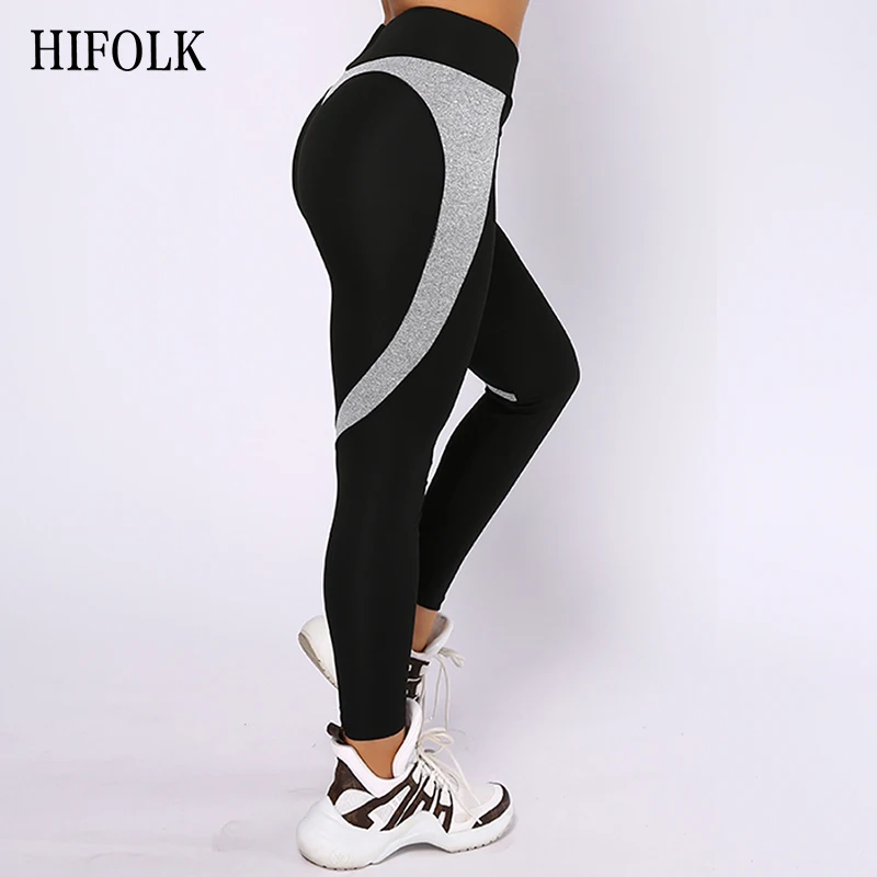 Женские леггинсы для фитнеса HIFOLK с высокой талией черные сердечками из