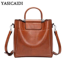 Yasicaidi топ из полиэстера-ручка женские ручные сумки заклепки Декор кожаная женская сумка через плечо портативная Повседневная Сумка-тоут сумки-мессенджеры