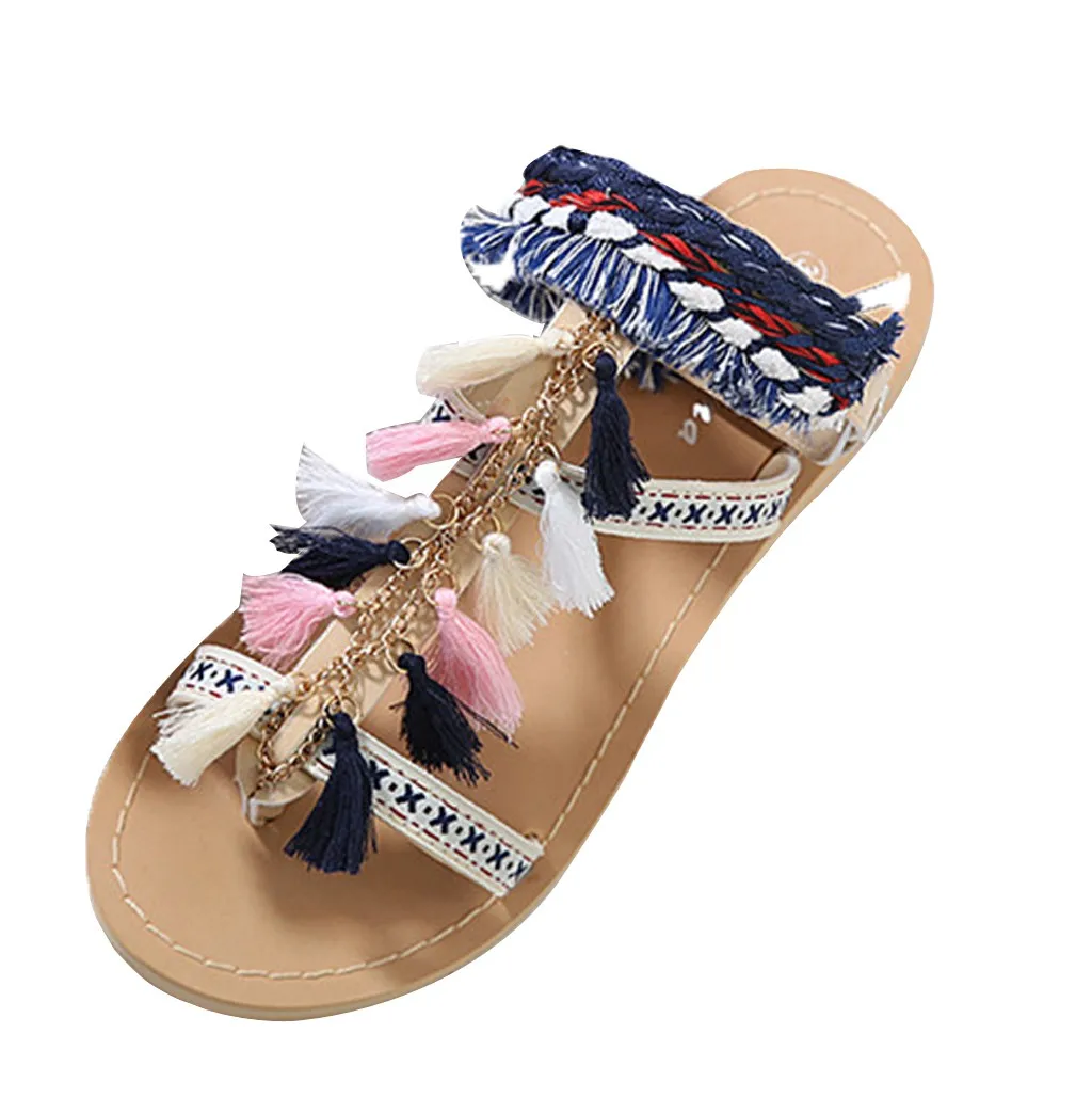 Women's Sandals Solid Print PU Leather Sandals Women Classics Style Fringe Women Shoes Women Shoes 2019 Sandals 94102