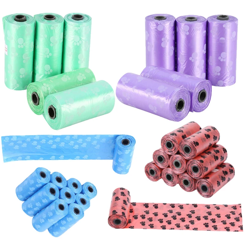 Colorful 20pcs 5/10/20 рулонов пакет для собачьих экскрементов домашних животных мешки для мусора на открытом воздухе сумка для переноски биоразлагаемые очистки отходов Палочки со шнуровкой чистый мешок для кошек и собак - Цвет: Colorful 20pcs