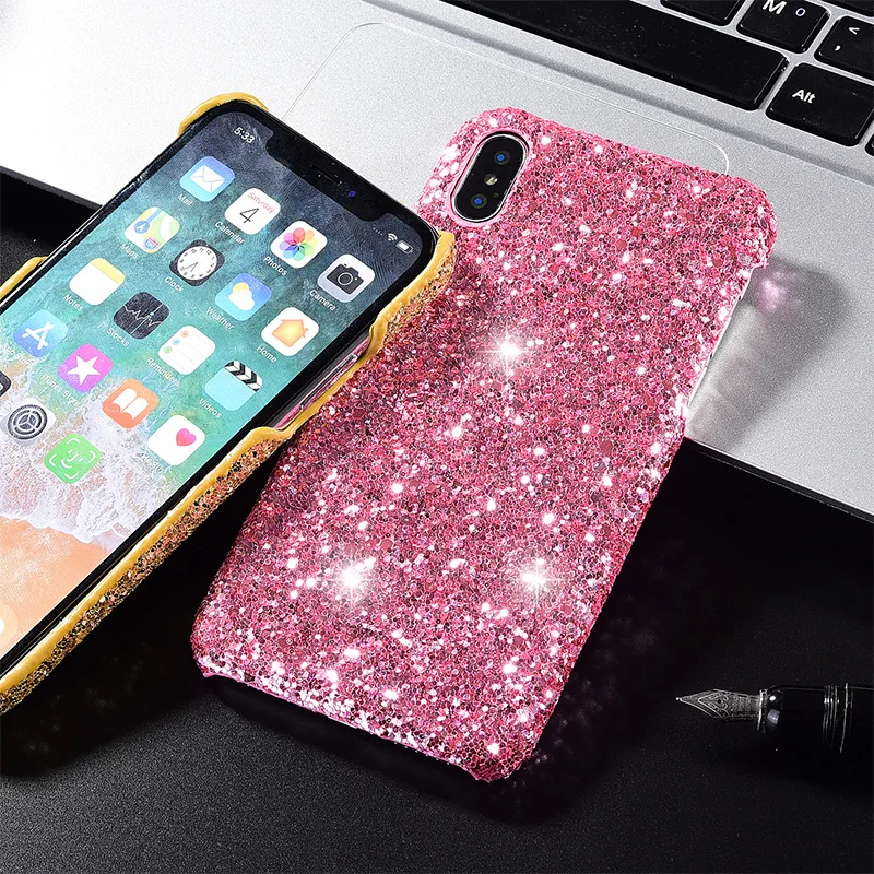 Модный Роскошный чехол с блестками для телефона iphone X XS MAX XR 7 8 6 6S Plus Жесткий Чехол