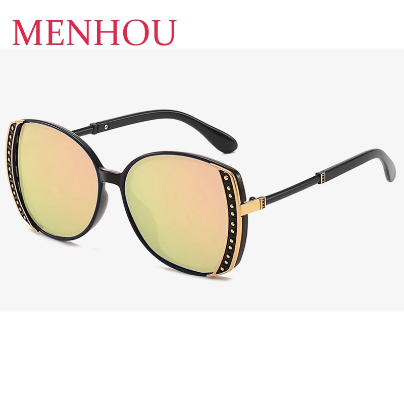 

Women High Quality sunglasses ladies fashion shades for women Pink butterfly mirror Sunglasses Oversized Brand glasses