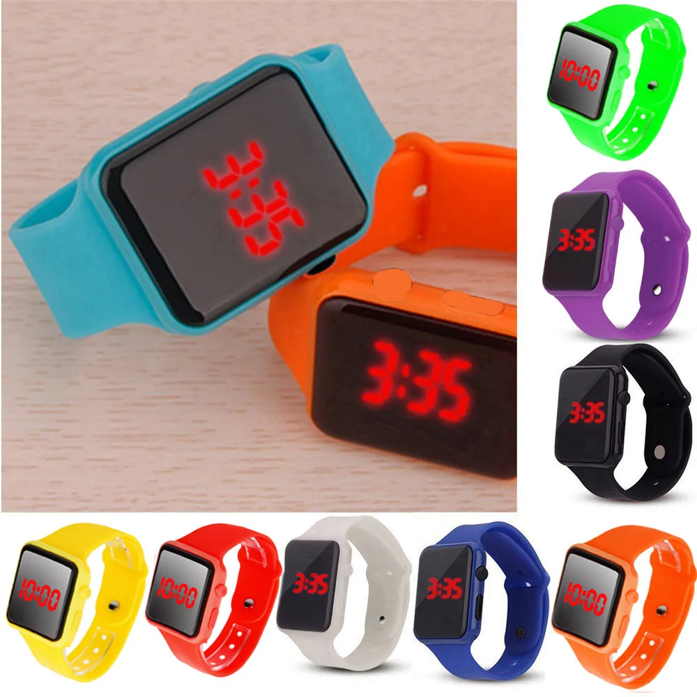 

Unisex Sports Wristwatch Digital LED watches Candy Color Rubber Band Wrist Watches men women kids colorful watch relogio