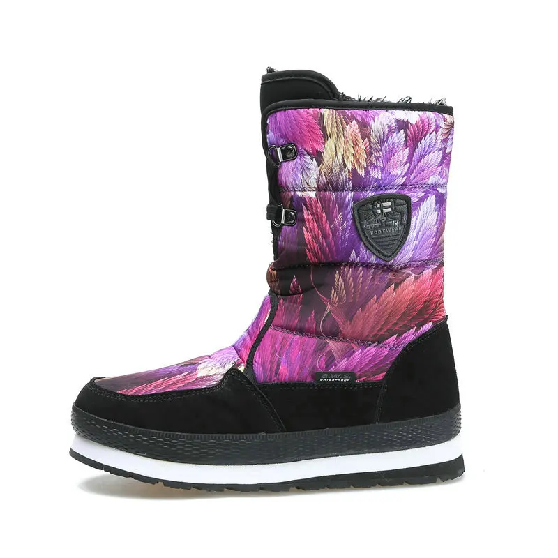 Водонепроницаемые зимние теплые сапоги женские яркие красивые модные черные