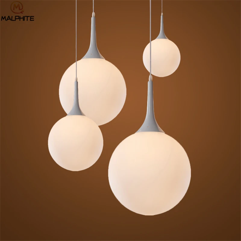 led Milky white Glass Shade Pendant Lights lamps kerst christmas decorations Globe luminaria hanging deco LED lighting fixtures | Лампы и