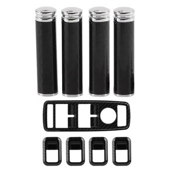 

4x Car Door Pin Lock Lifting Bolt Trim for Benz A C E W205 & 5Pcs Car Window Switch Button Trim for Benz A B C E Cla