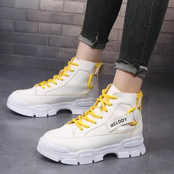 

2019 Autumn new Fashion Lightweight Lace Up Sneakers Breathable ladies high-top shoes Women sports shoes C34-05