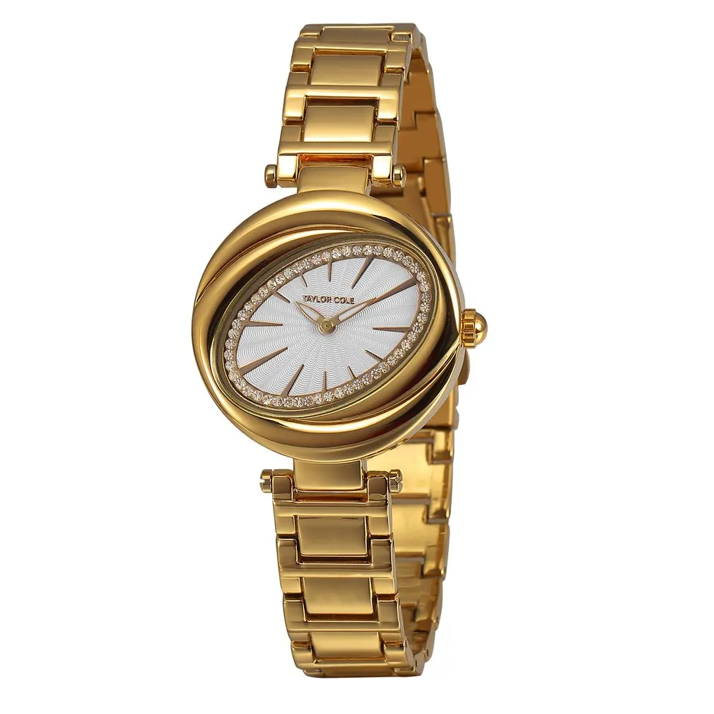 

Taylor Cole Brand Round Silver Crystal Petal Oval Black Dial Slim Japan Quartz Steel Strap Dames Horloge Watches Clearance