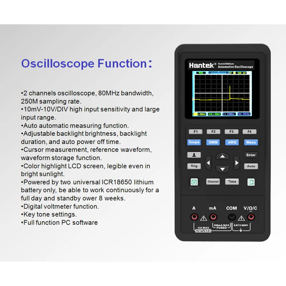 3в1 Hantek осциллограф мультиметр генератор сигналов 250MSa/s 2D82