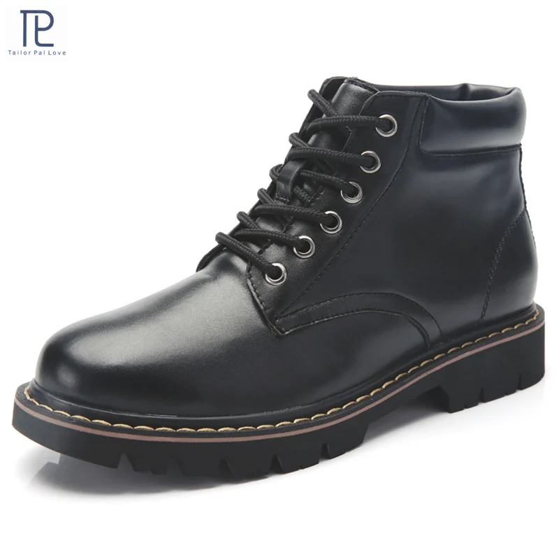 

Winter Ankle Boots for Women Short Plush Lining Platform Boots Sneakers Lace-up PU Leather Shoes Woman Black Bota Feminina 2019