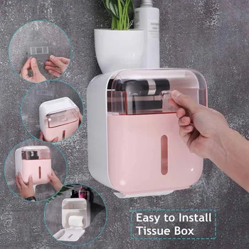 

Waterproof Bathroom Roll Dispenser Wall Mount Toilet Paper Holder Double Storage Box with Drawer Portable Toilet Paper Holders