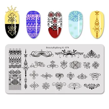

Beautybigbang Nail Stamping Plate Lace Flower Geometric Image Nail Stamping Plates for Nail Polish Stamping Nail Art Tools