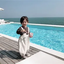 Маленькие и большие брендовые Осенние новые стильные повседневные штаны на подтяжках для мальчиков и девочек