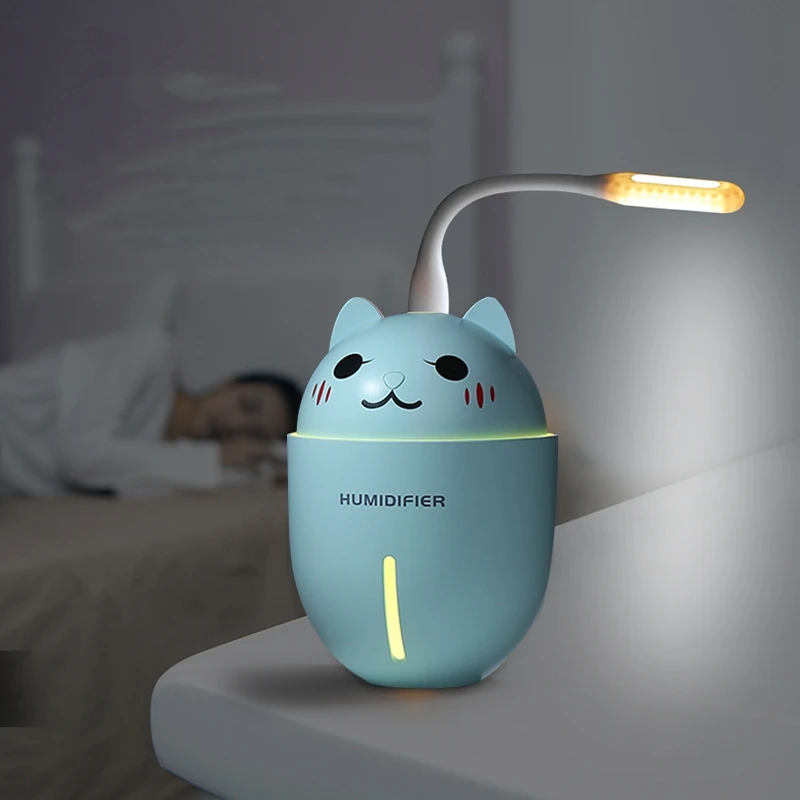 Модный летний портативный USB милый питомец 3 в 1 увлажнитель воздуха мини-увлажнитель с мультяшным котом светодиодный светильник