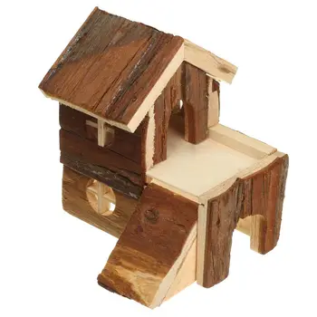 

Wooden House Villa Cage Exercise Toys for Hamster Hedgehog Mouse Rat Guinea Pig, #1 S - Double Hamsters House