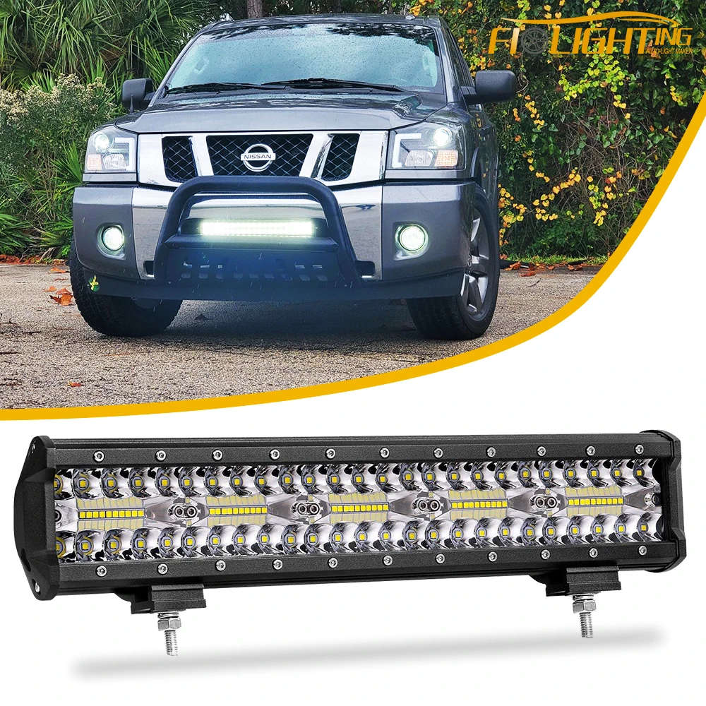 

FI-Lighting 3Row 15IN 300W LED Light Bar Offroad Light Bar Wire Kit Combo Beam For Tractor 4X4 UAZ Offroad 4WD ATV Truck 12V 24V