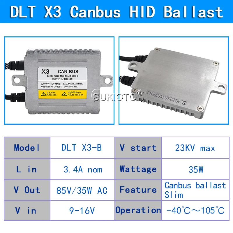 SUKIOTO 35W Canbus No Error DLT X3 Xenon Ballast H7C HID Kit Metal Base Short Tube H7 4300K 5000K 6000K 8000K HID Headlight Bulb (3)