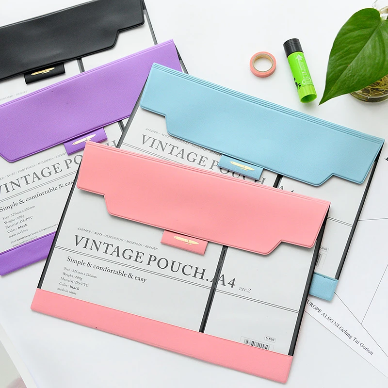 

Simple Transparent Paper Folders for Documents Multifunctional PVC File Bag A4 Portable Candy Color Filing Products Office