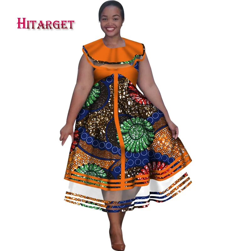 Африканские платья с принтом для женщин, Длинные Макси платья с оборками, Дашики, плюс размер 5XL, африканские женские платья "Анкара" WY5289