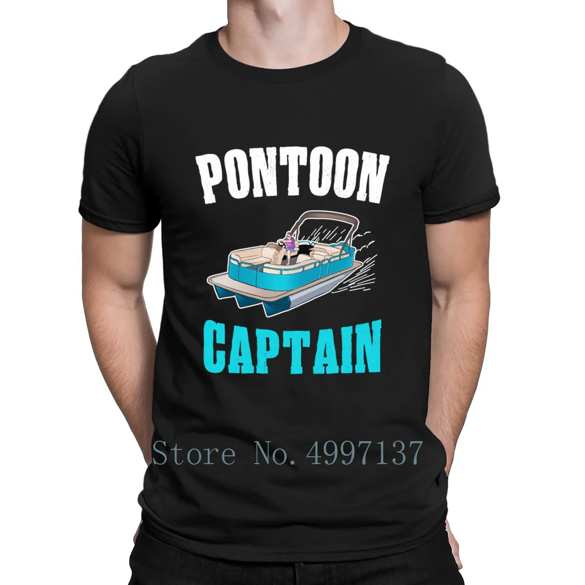 

Pontoon Captain Pontoon Boat Lake Boating T Shirt Print Authentic Graphic Formal Summer Style Letters Tee Shirt Crew Neck Shirt