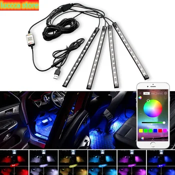 

Car decorative ambient Led bulbs ambient lamp app music remote Control USB RGB 5050SMD Auto Flexible Interior light