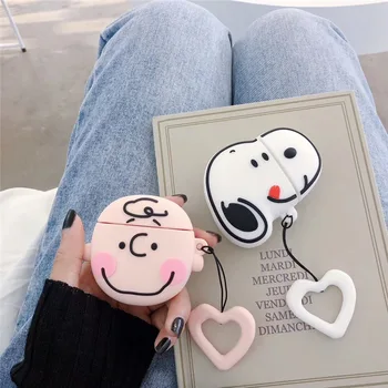 

Charlie Brown Silicone Case for AirPods Cute Protective Cover Bluetooth Earphone Case for Airpods2 Accessories with Ring Strap