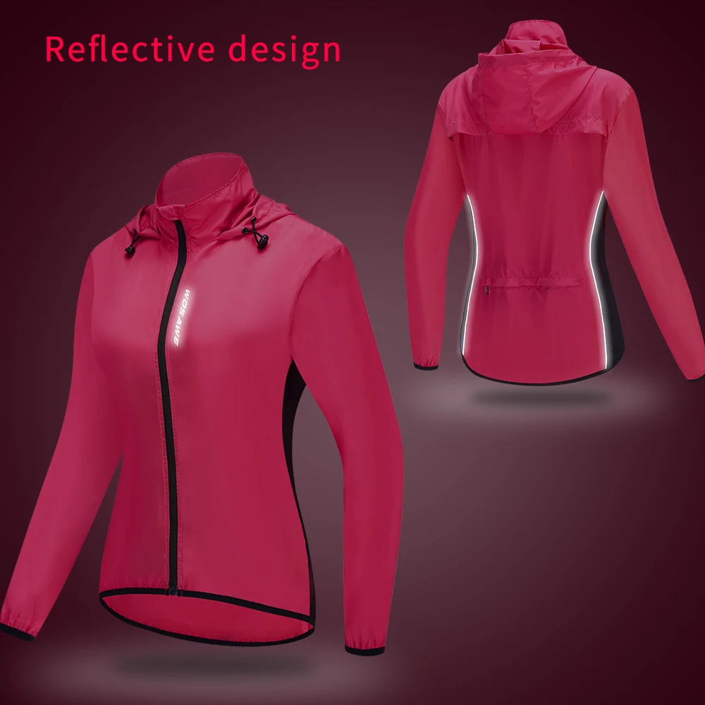 WOSAWE Women's Cycling Jacket Hooded Bike Wind Coat Water Repellent Bicycle Windbreaker Reflective Running Riding Hiking Vest