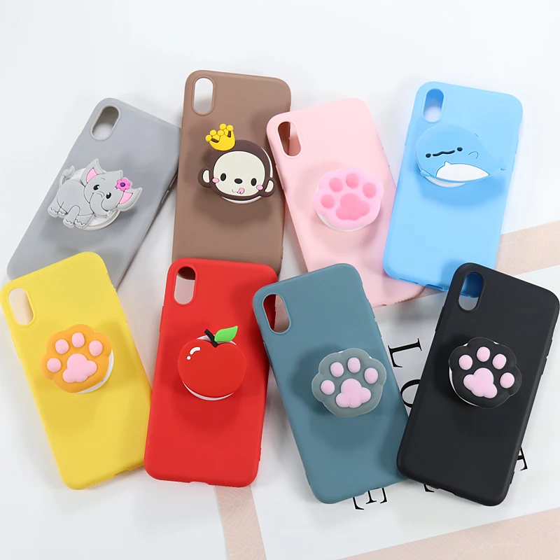 

3D Cartoon Silicone Case For Xiaomi Redmi K20 6 Pro 7A 7 6A 5 Plus Note 4 4X 5 6 7 7S 8 Girl Cute Phone Holder Stand Soft Cover