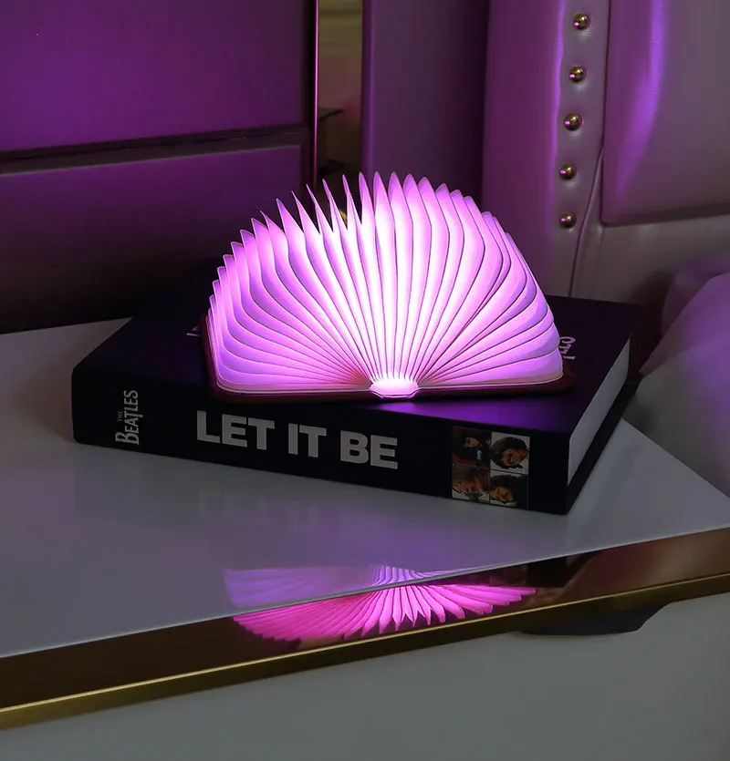 Деревянный складной зарядная книга светодиодный светильник USB Перезаряжаемый Магнитный декоративный небольшой ночной светильник теплый белый креативный подарок