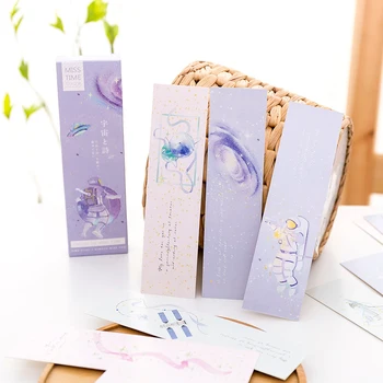 

30pcs Galaxy Aesthetic Bookmarks for Books Cartoon Color Universe Memo Greeting Card Stationery Kids Gift School Supplies H6420