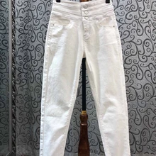 Новые осенние и зимние женские уличные сетчатые цветные джинсы брюки с разрезом 1210