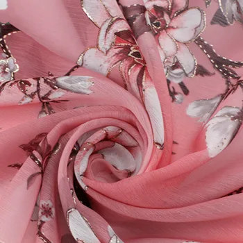 

200x150cm Bronzing Deep Pink Plum Pattern Printed Chiffon Fabric, Soft Chiffon Tulle Dress Shirt Fabric Diy Clothing Accessories