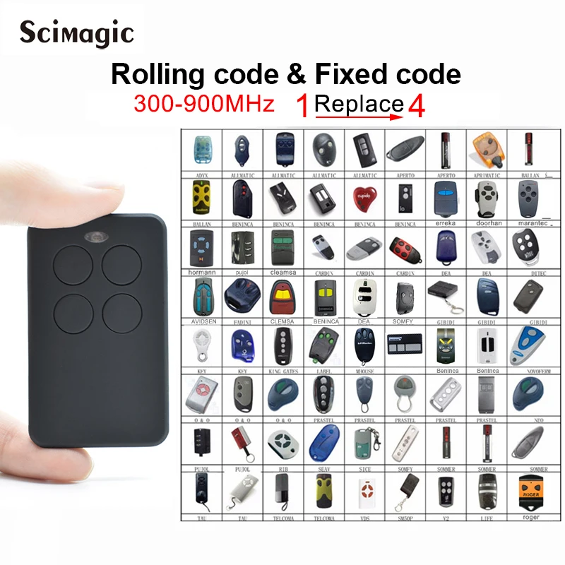 4 in 1 Garage Gate Remote Control Multifrequency 280 - 868MHz Keychain Barrier 433mhz Command Fixed Rolling Code DOORHAN HORMANN