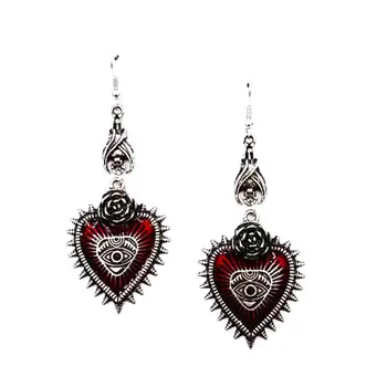 

Vintage Lolita Gothic Evil Eye Red Heart Earrings for Women Halloween Cosplay