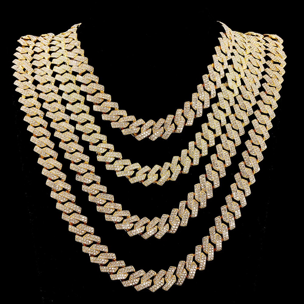 Catena A Maglie Cubane HIP Hop Da 13 Mm Per Uomo Collana Con Bling Ghiacciato Miami Placcato In Oro Bling Per Uomo Donna Regalo Di Gioielli Rapper - Foto 9