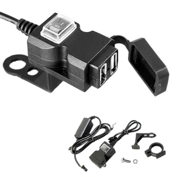 

12V Waterproof Motorbike Motorcycle Dual-USB Charger Power Socket Adapter Outlet