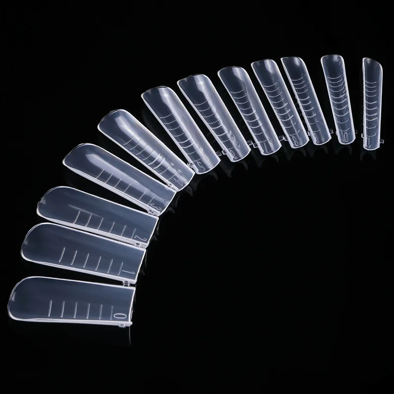 120Pcs Dual Forms Poly Nail Gel Quick Building Mold Tips Clear Finger Extension Nail Art UV Coffin & Nail Ballerina Tips Mold &*