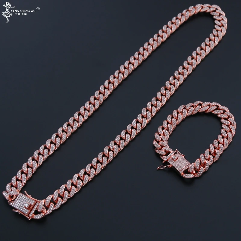 Hip Hop 13mm Rose Gold Cuban Link Chain 