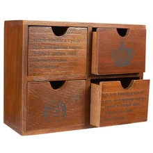 4 cajones organizador de almacenamiento de madera pequeño escritorio cajas de gabinete decorativas para artesanías Vintage organizador de joyas Chic francés y Cro