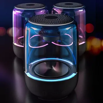 

Portable Wireless Bluetooth Speaker Waterproof Speaker Audio Mini Transparent Convenient Cards Colorful Light Audio Outdoor New