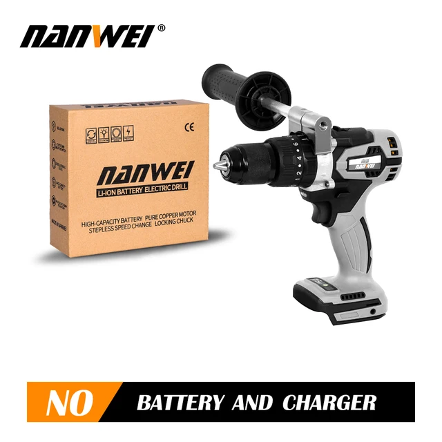 NANWEI 21V 13mm Cordless Drill Industrial Grade Brushless Impact Drill 1/2