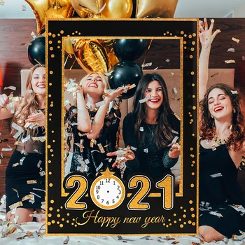 

Happy New Year 2021 Photo Booth Props Frame New Year Photobooth Party Backdrop Decoration Christmas Ornament Navidad 2021 Gift