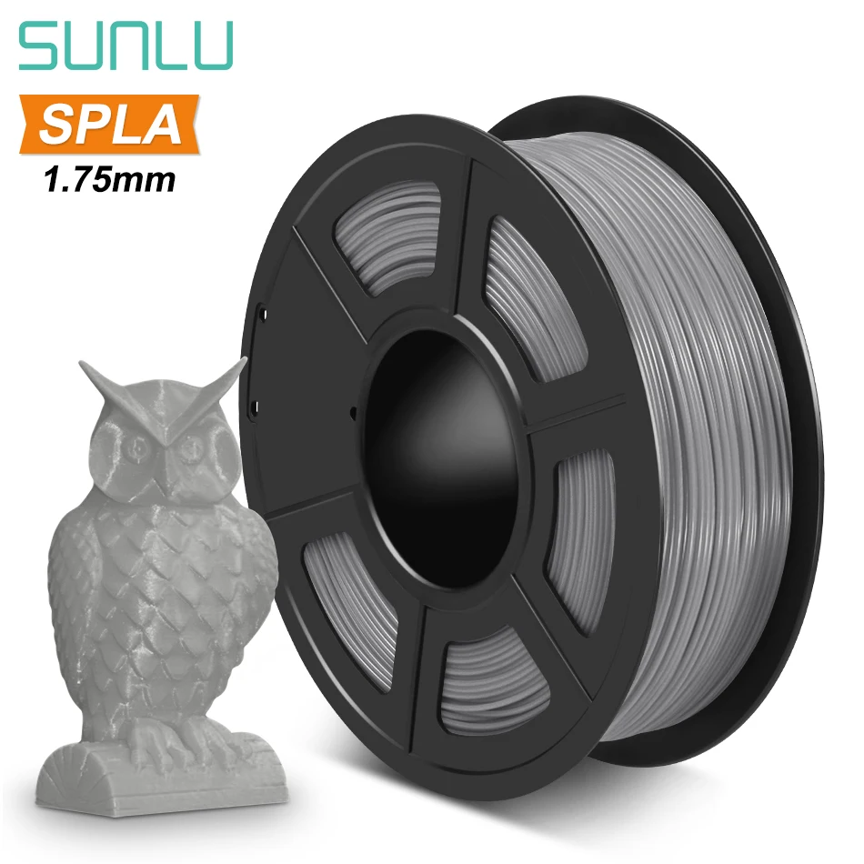 Filamento per stampante 3D SPLA 1,75 mm SPLA 1,75 Grigio bobina da 1 kg precisione dimensionale +/- 0,02 mm filamento SPLA SUNLU 